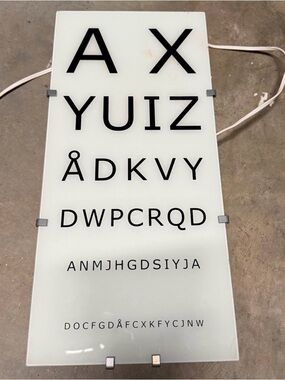 Vintage IKEA Eye Chart Wall Light Panel - Black on White